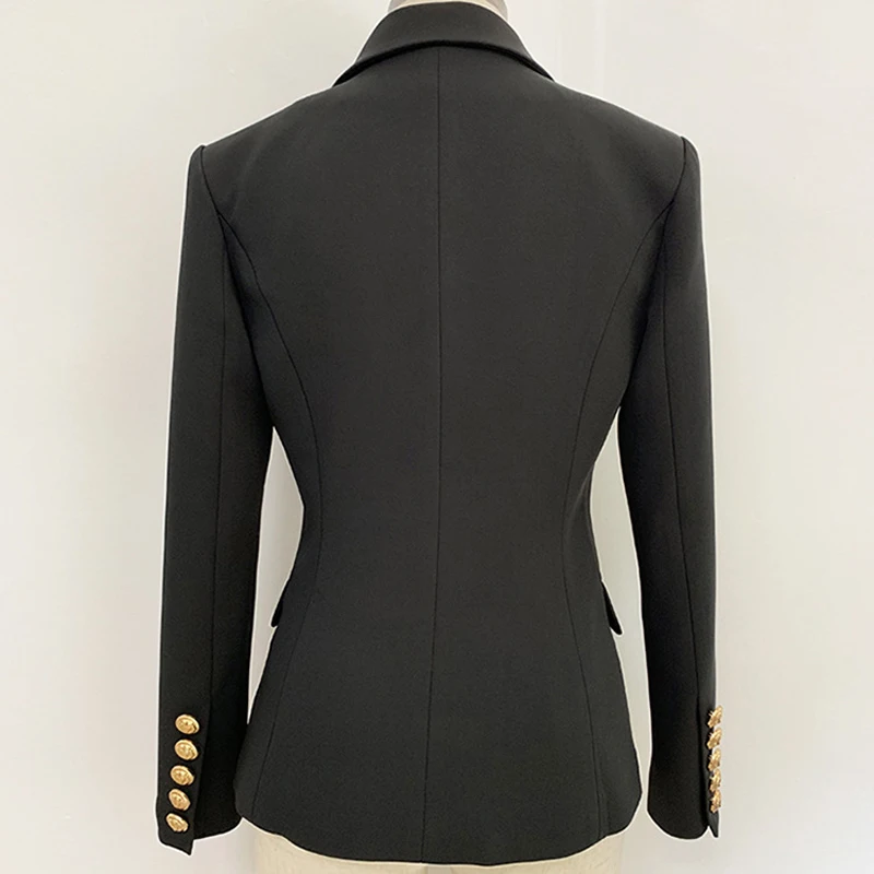 High Quality Designer Blazer Jacket Women's Gold Buttons Double Breasted Office Lady Blazers Outerwear Female Suit Tops Mujer