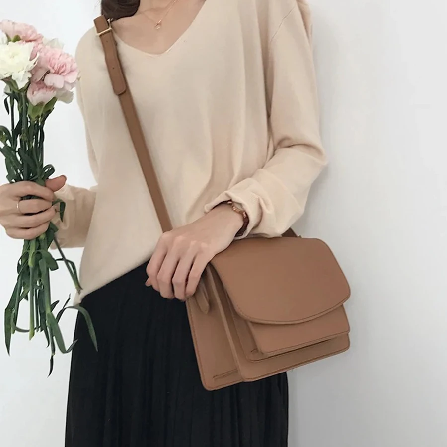 

Retro Simple Pu Leather Small Square Bag For Ladies Solid Casual Shoulder Bag Female Daily Wild Elegant Crossbody Bag Elegant