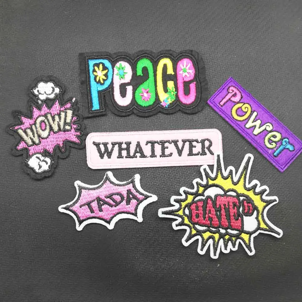 Надпись Peace Power Whatever Tada Hate патчи для одежды с вышивкой наклейки оптовая