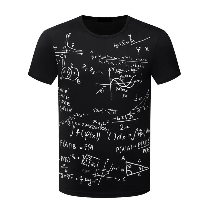 FJUN Футболка мужская летняя 3d геометрическая футболка homme математические формулы принт Тонкий Фитнес повседневная с коротким рукавом и круглым вырезом топы
