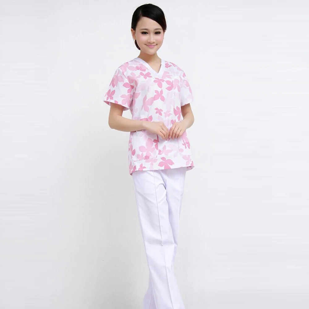 Летние наборы для ухода за медсестрами, с короткими рукавами, с цветочным принтом, Хирургическая больница, салон красоты, рабочая одежда, куртка+ штаны