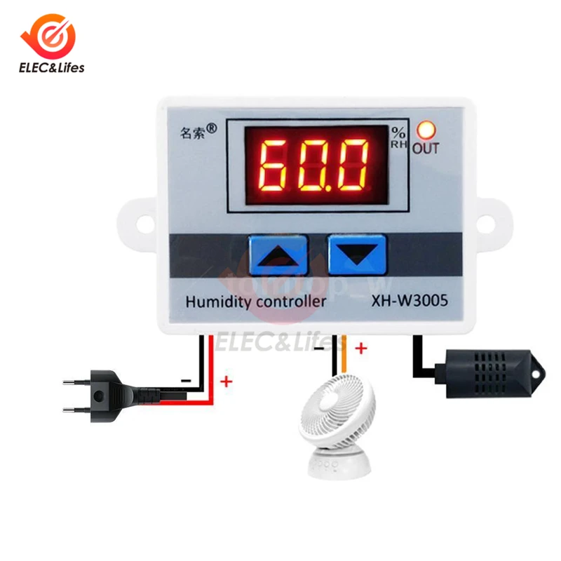 

XH-W3005 W3005 Digital Humidity Controller 220V 12V 24V Hygrometer Humidity Sensor Control Switch 0~99%RH humidity meter