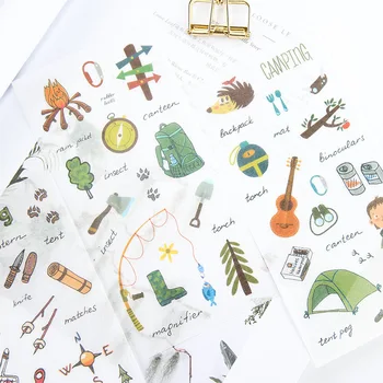 

6PCS Cute New Cartoon Camping Outfit Children Stationery Stickers For DIY Albums Scrapbooking Diary Decoration Depicting