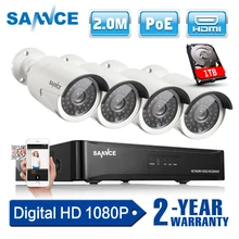 SANNCE 4CH 1080P CCTV System POE NVR 1080P Video Output 4PCS 2.0MP CCTV POE IP Camera Home Security Surveillance Kits 1TB HDD