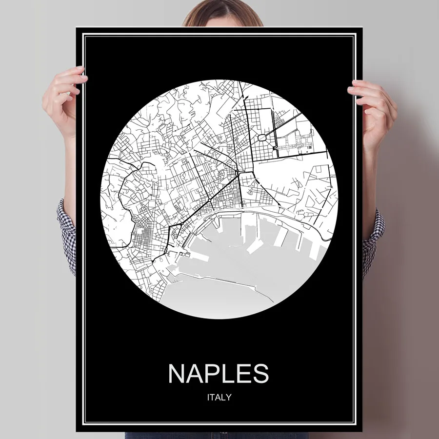 

NAPLES Italy Abstract World City Map Print Poster Print on Paper or Canvas Wall Sticker Bar Cafe Living Room Home Decoration