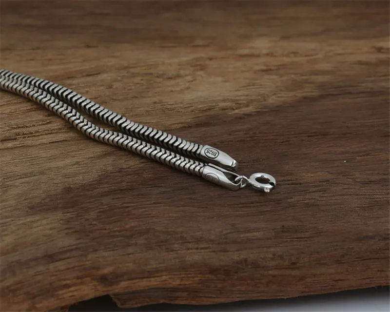 3 мм цепочка в виде змеи из чистого 925 пробы серебра пробы, ожерелье s для мужчин и женщин, ожерелье из стерлингового серебра, аксессуары 18-32 дюйма