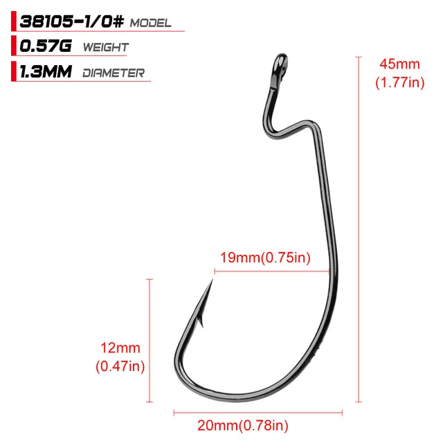 20 шт./лот HASIKI рыболовный крючкообразный крючок 1/0#-2/0-3/0-4/0 углеродистая сталь широкий кривошипный офсетный рыболовный крючок для Мягкая приманка в виде червей - Цвет: 1