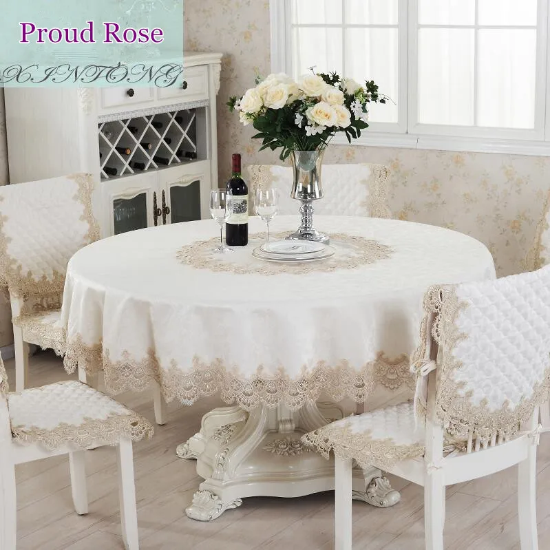 

Proud Rose European Lace Tablecloth Rectangular Modern Wedding Decoration Table Cloth High-grade Jacquard Round Table Cover
