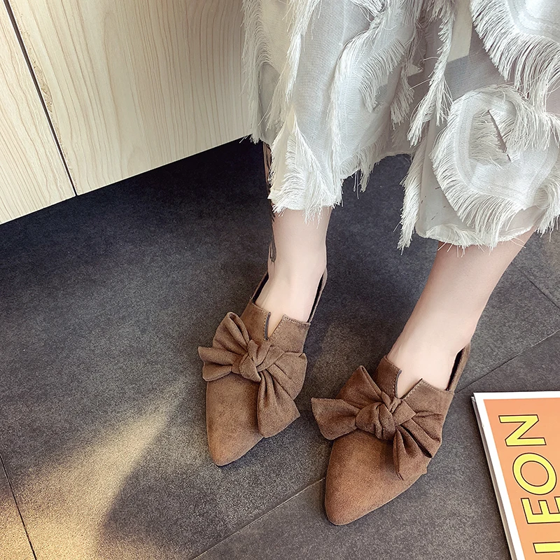 

HEE GRAND Spring Flats Butterfly-Knot Loafers Women Shallow Slip On Pointed Toe Solid Flat Shoes Lady Casual Footwear XWD7342