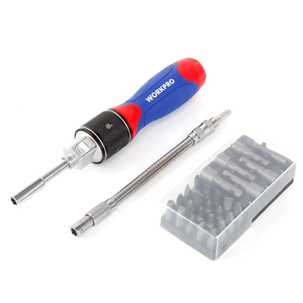Free Shipping WORKPRO 28-piece Dual-drive Ratchet Screwdriver Set