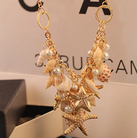 

Min.order Limited Trendy Women Chokers Necklaces $10 Spx4312 New new Fashion Starfish Shell Choker Necklace Chain Jewelry