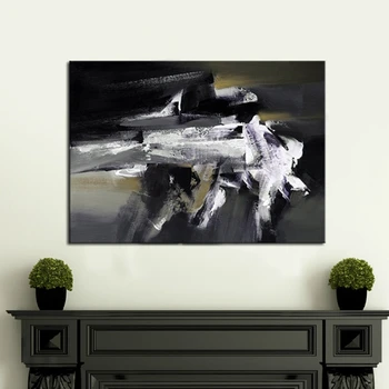 

2016 Newest Design Hotselling 100% Handpainted Simple Acrylic Black Art Color abstract oil painting for living room No Frame