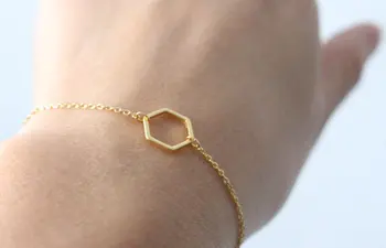 

30PCS- Fashion Simple Hollow Line Hexagon Bracelet Cut Out Open Sexangle Bracelets Geometric Jewelry for Women