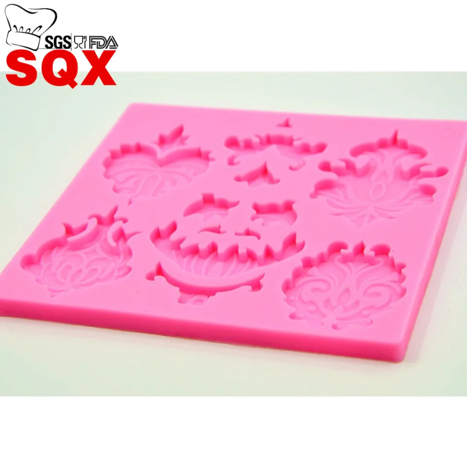 Continental relief Lace Shaped Silicone Mold Chocolate Jelly Pudding Mold Bakery Mold Cupcake SQ1582