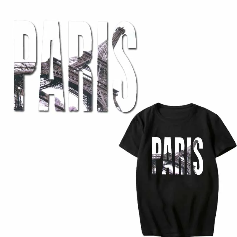 

Fashionable Paris Patch for Clothing Heat Transfer Vinyl A-Level Washable Iron Stickers on T-shirt DIY Applique Thermal Press
