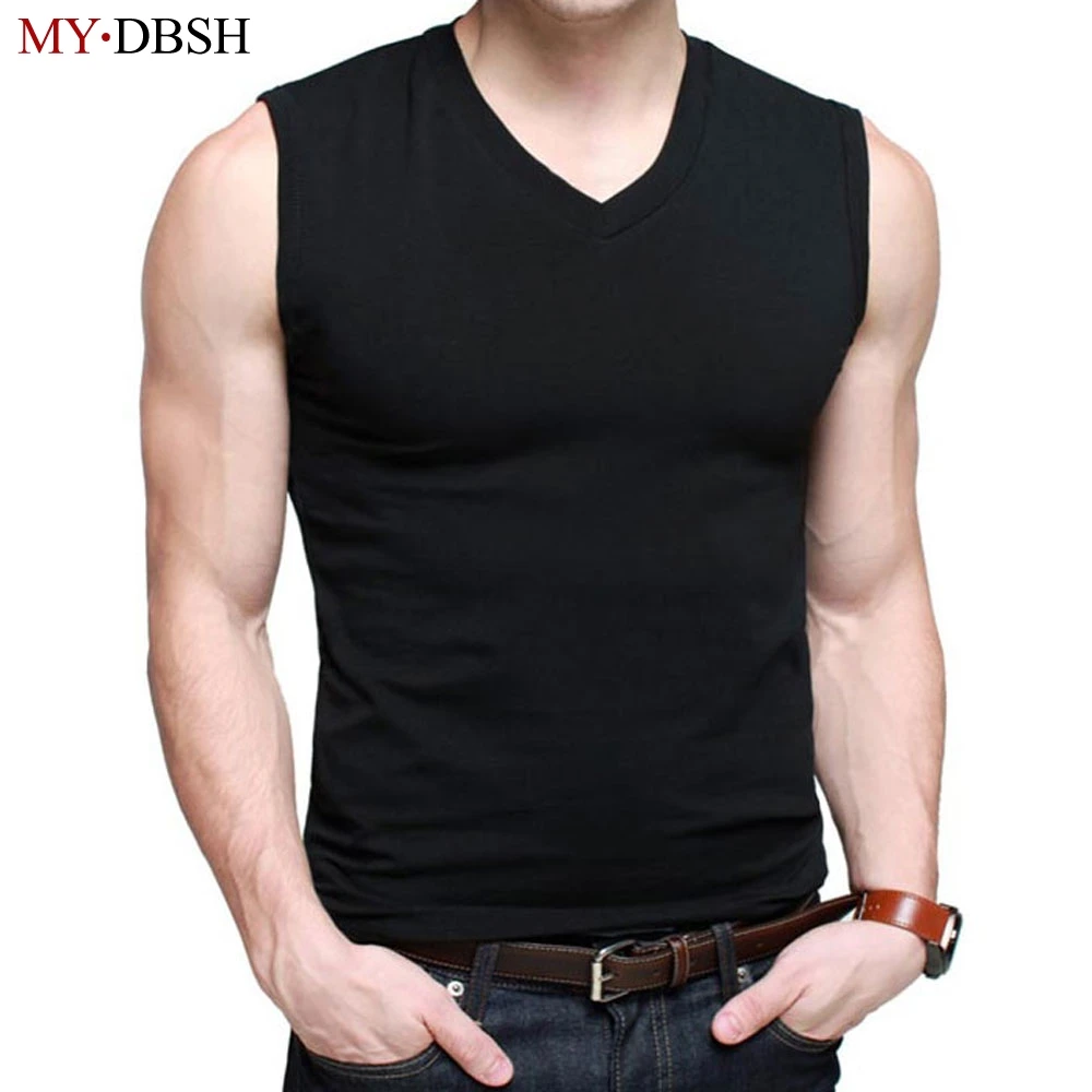 Mens elastic cotton Slim Fit Sleeveless T-Shirts V-Neck Summer Breathable Wicking Cool Muscle Tank Shirts Tees - AliExpress Men's Clothing