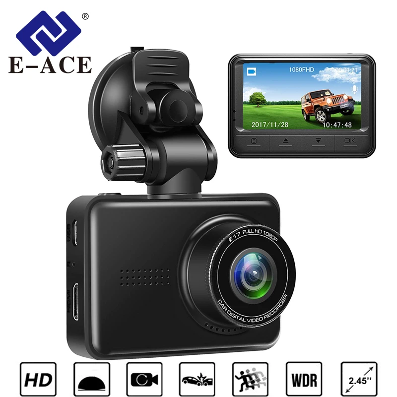 

E-ACE 2.45 Inch Mini Car DVR Novatek 96658 Dash Camera Full HD 1080P Video 170 Degree Vision Registrar Video Recorder