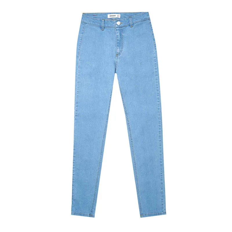 Осень зима женские джинсовые узкие брюки стрейч Высокая талия Промытые Синие тонкие эластичные женские джинсы - Цвет: Light Blue