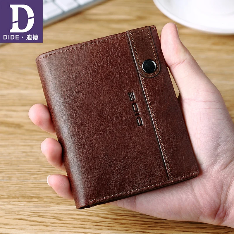 

DIDE Genuine Leather Men Short Wallets Black Brown Wallet Mens Brand Card Holder Money Cash Wallet Purses Pockets