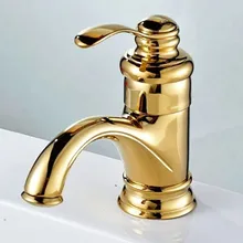 Single handle solid brass golden bathroom mixer tap with polished chrome hot cold bathroom basin sink faucets