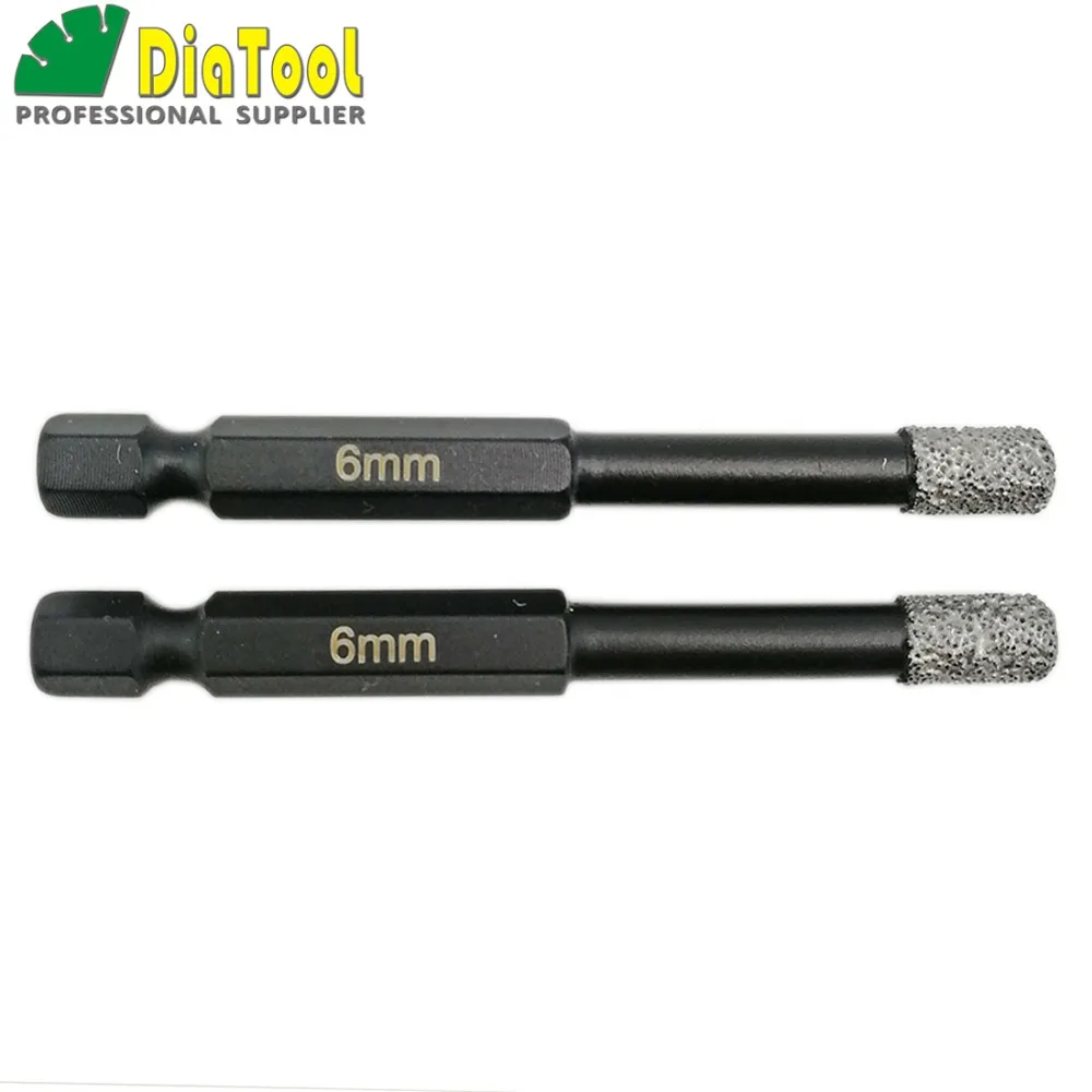 2pcs Diameter 6mm Vaccum Brazed Diamond drilling bits for stone, porcelain/tile,Masonry, quick-fit Shank 2pcs Diameter 6mm Vaccum Brazed Diamond drilling bits for stone, porcelain/tile,Masonry, quick-fit Shank