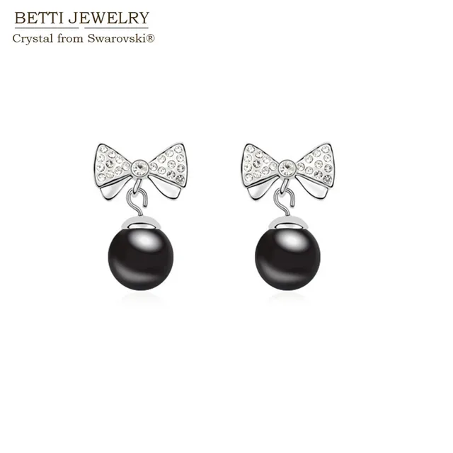 2017 Gift For Friend New Pearl And Bow Earrings With Genuine 2017 Gift For Friend New Pearl And Bow Earrings With Genuine Crystals From Swarovski