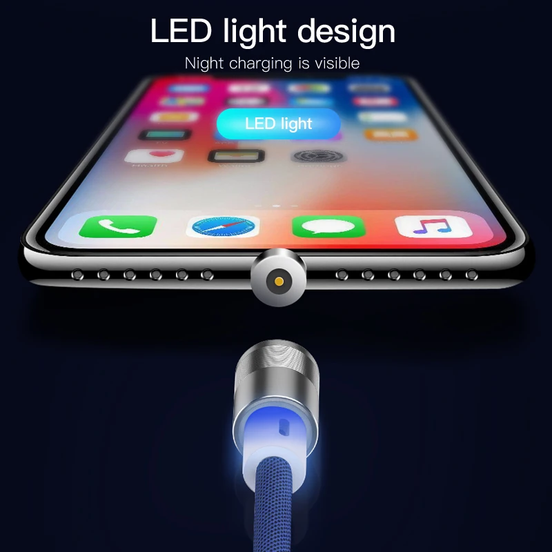 ! ACCEZZ Магнитный Usb зарядный кабель для IPhone 8 X XR XS MAX Micro usb type C Магнитная Зарядка samsung