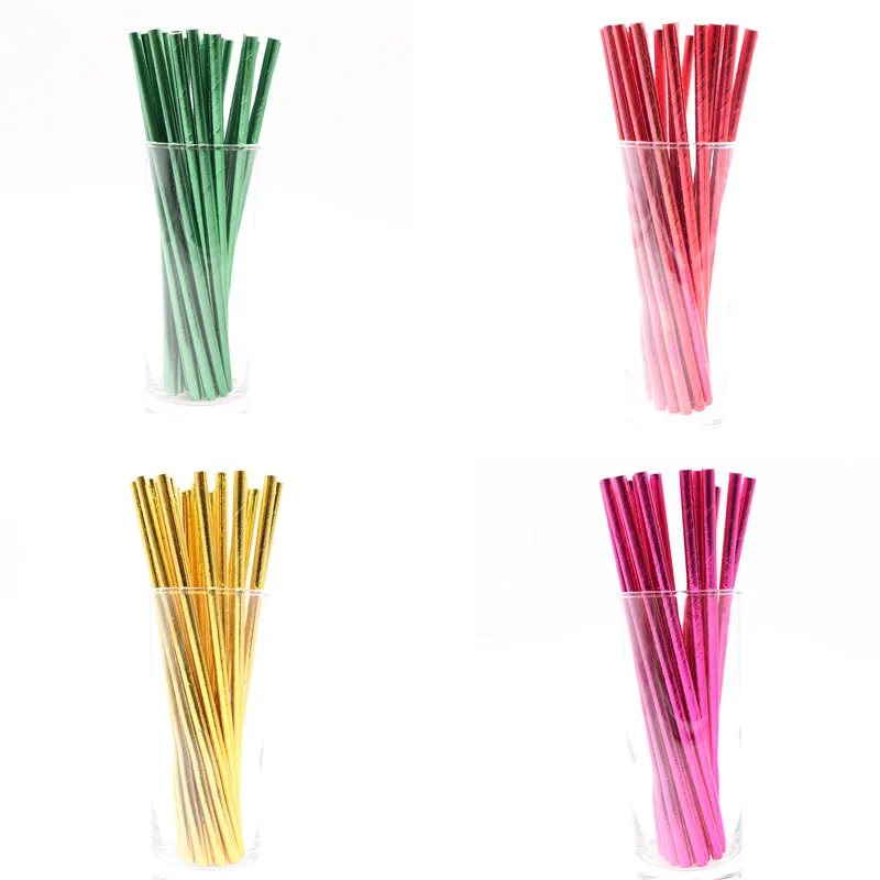 

25Pcs/Lot Multicolored Wedding Party Christmas Decorations For Home Party Supplies Disposable Paper Straws For Baby Shower