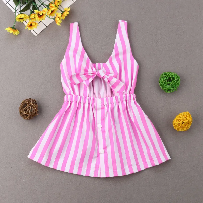Mother & Daughter Matching Stripe Bow Maxi Dress Kids Display 2