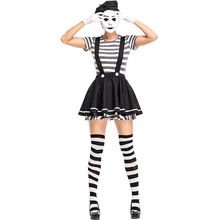 Женский зимний костюм Mime для Хэллоуина платье косплея с чулками