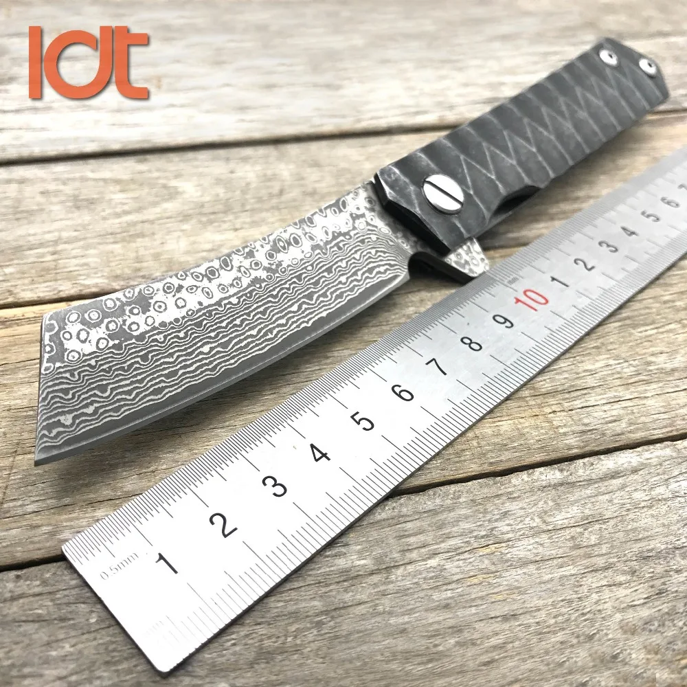 LDT Twosun Razor Folding Knife Tanto Damascus Blade Steel Handle Butcher Knives Flipper Camping Survival Hunting Knife EDC Tools