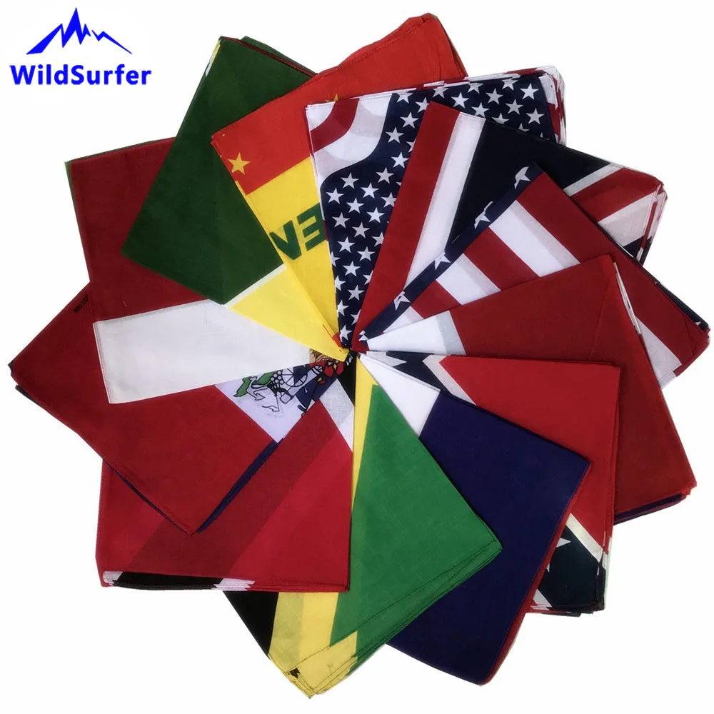 WildSurfer العلم باندانا وشاح تشغيل الدراجات بالاكلافا القطن أغطية الرأس عقال الكبار الصيد قناع المشي الجرموق الأوشحة FJ04