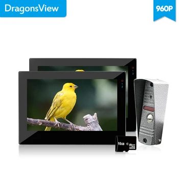 

Dragonsview 7" AHD 960p Touch Screen Video Intercom 2 Monitors Door bell with Camera Motion Recording Day Night Vision IR Cut