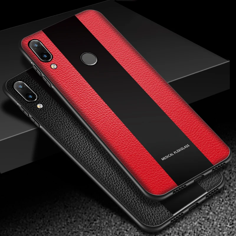 

Luxury For Meizu Note 9 Case PU Leather & Acrylic Hard Back Cover Soft Silicone Frame Phone Cases For Meizu Note9