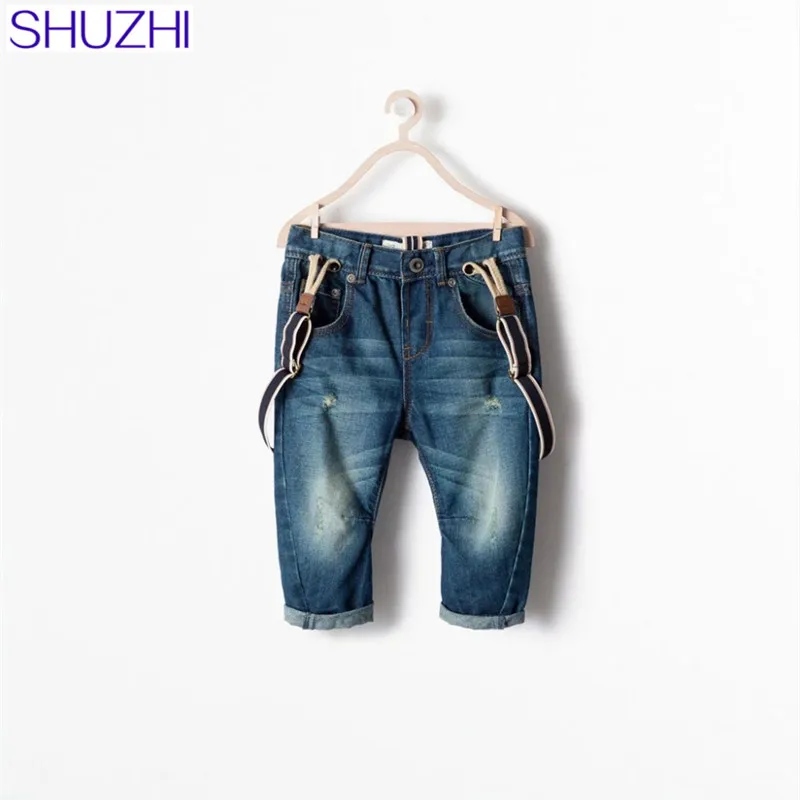 Модные джинсы для маленьких мальчиков детские комбинезоны брюки детей нагрудник