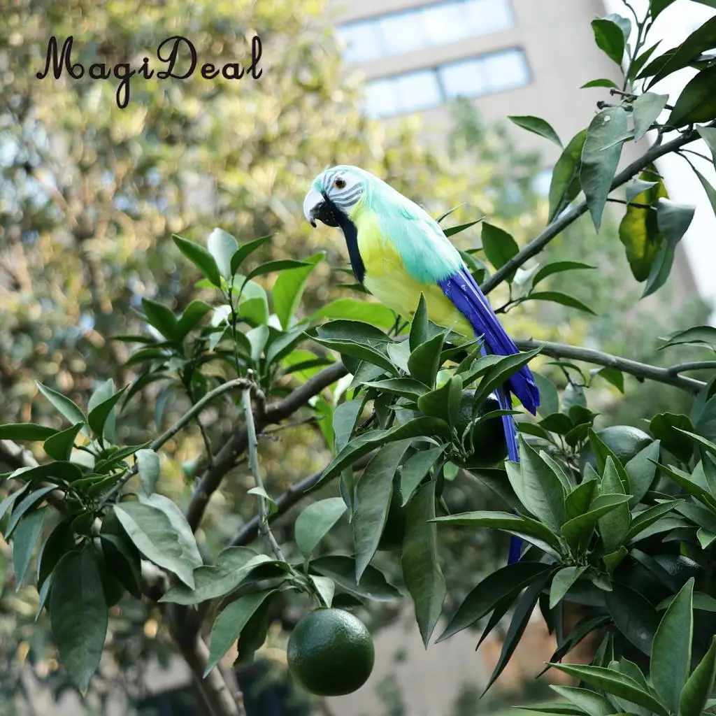 12'' / 30cm Decorative Feather Parrot Model Artificial Bird Statue Macaw Figurine Fancy Dress Props Garden Lwan Tree Decor
