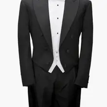 Лидер продаж индивидуальный заказ измерить черный фрак с белый жилет, заказ длинный хвост черный смокинг фрак, Классические брюки мужские костюмы