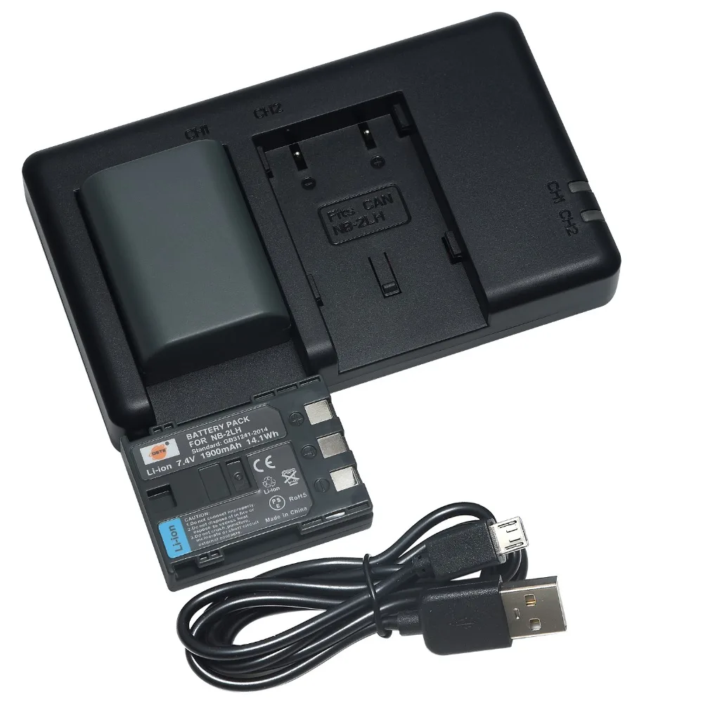 Зарядное устройство DSTE два слота с 2 аккумуляторами NB-2LH для Canon Elura 85 90 MV800 800i 900 920 EOS