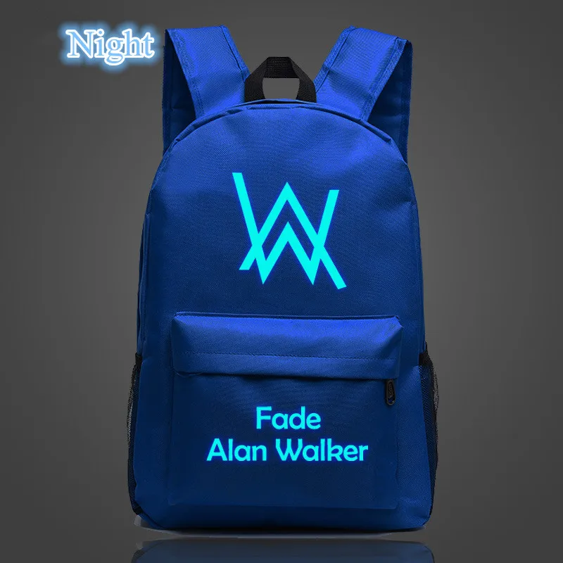 Светящийся рюкзак Alan Walker для подростков школьные ранцы с выцветающей