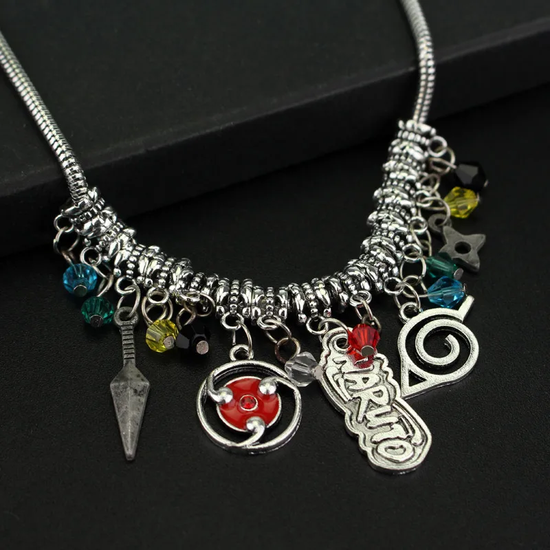 Colar ожерелье с подвеской Naruto ювелирные изделия Konohagakure konoha Ninja логотип колье ожерелье хрустальные бусины аксессуары подарок