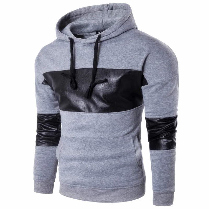 Hoodies Men Belt Hip Hop Brand Patchwork Hooded Hoodie Casual ...