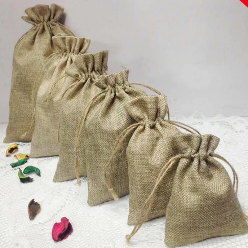 

(30pcs/lot)9x12cm Zakka Drawable Linen Bag, Natural Color Drawstring Creative Creative Linen Gift Bag Party Drawstring Bag