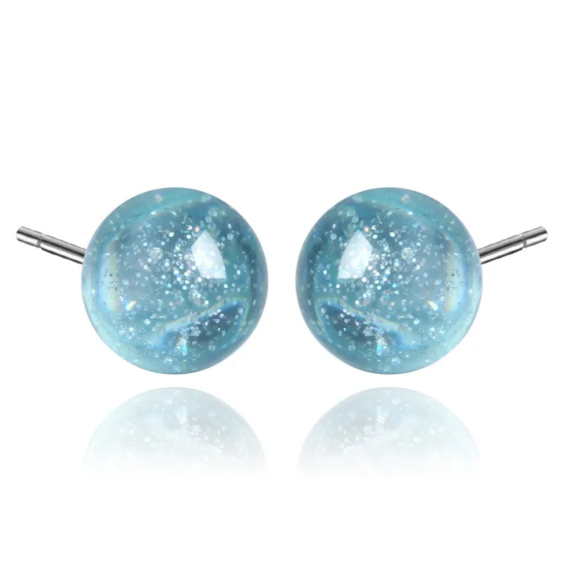 

S925 Sterling Silver Stud Earrings For Women 8mm Freshwater Pearls Colorful Mermaid Bubble Ear Studs Forest Style Fine Jewelry