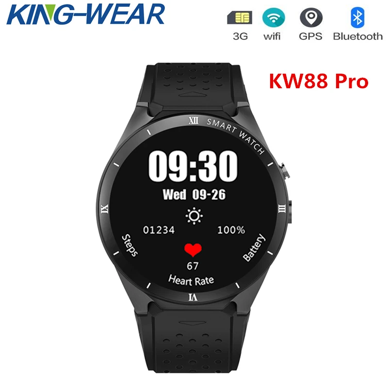 

Smartwach KW88 pro Andriod 7.0 Support Google Play WIFI 3G GPS Bluetooth Heart Rate Monitor For Xiaomi Huawei Iphone Smart phone