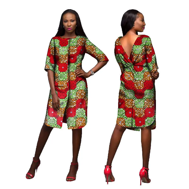 

African Clothing for Women 2019 Half Sleeve Women Coats Trench Coat for Women Batik Casual Traditional Print V Neck for Lady
