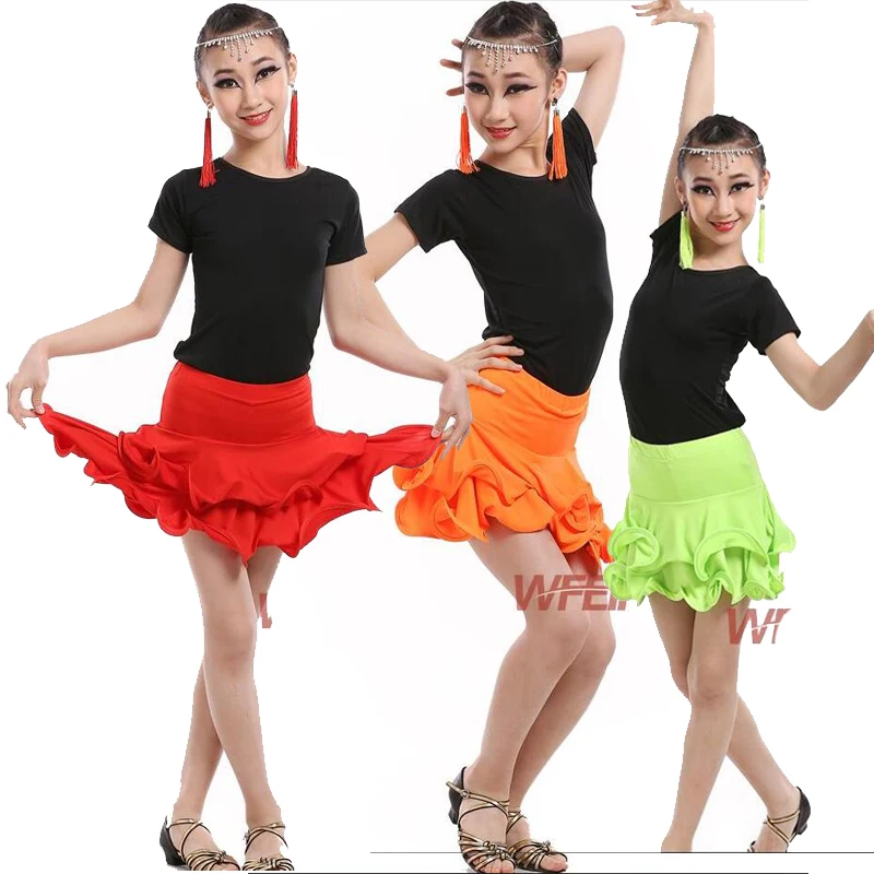 Chicas latin Salsa danza vestido de los trajes + sudaderas niños  rendimiento de baile Dancewear vestido de los niños de mostrar vestido _ -  AliExpress Mobile