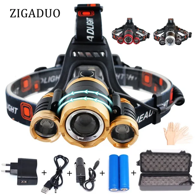 Zoomable Super Bright LED Headlamp Head Torch Flashlight