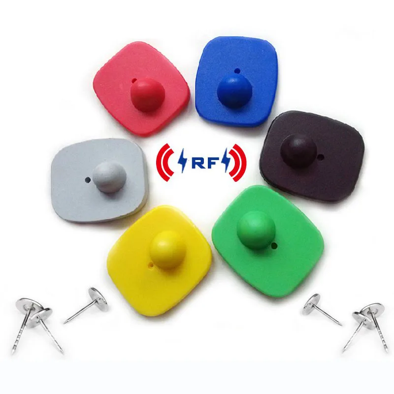 

50pcs/lot 8.2MHz Radio Frequency EAS Anti-theft Buckle Mini Square Hard Tag With 16mm Nails Clothing Anti-theft Magnetic Buckles