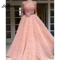 Розовое вечернее платье ручной работы с бусинами и цветочным поясом; вечерние платья в арабском стиле; vestido de festa 2018