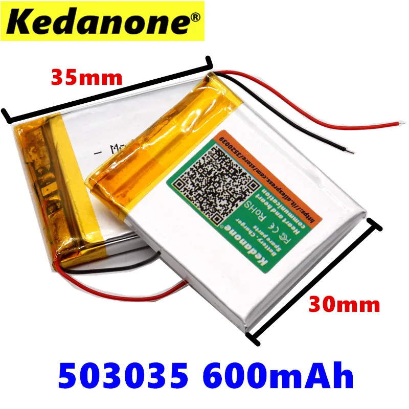 

Polymer battery 600 mah 3.7 V 503035 smart home MP3 speakers Li-ion battery for dvr GPS mp3 mp4 cell phone speaker